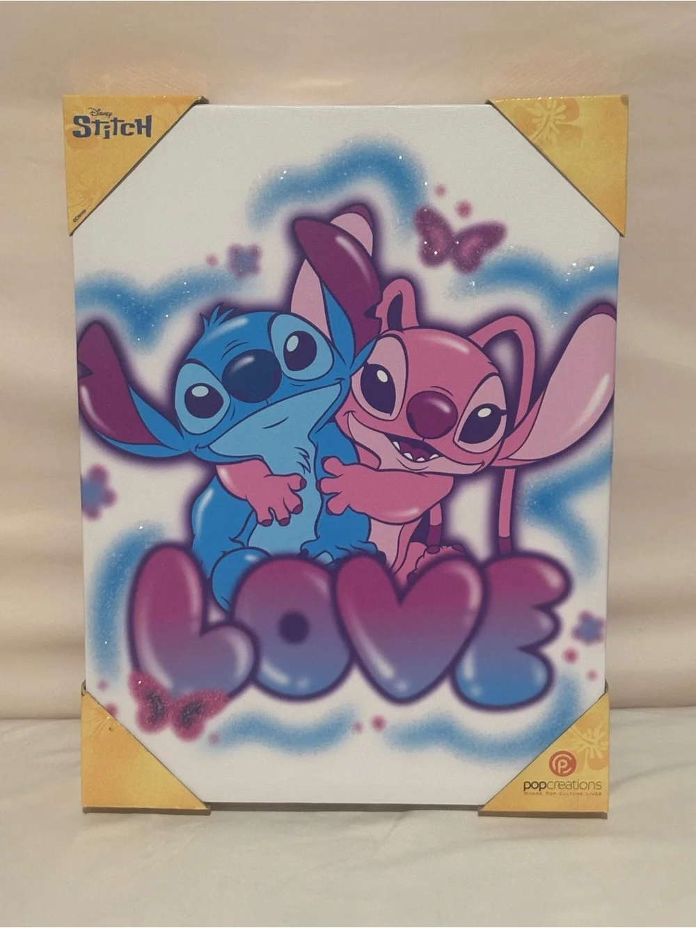 Disney Blue & Pink Stitch 'LOVE' Wall Art